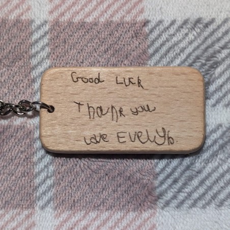 Personalised Wooden Keyring with Your Child's Handwriting Laser Engraved Message