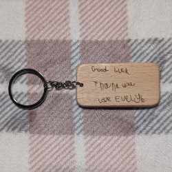 Personalised Wooden Keyring with Your Child's Handwriting Laser Engraved Message